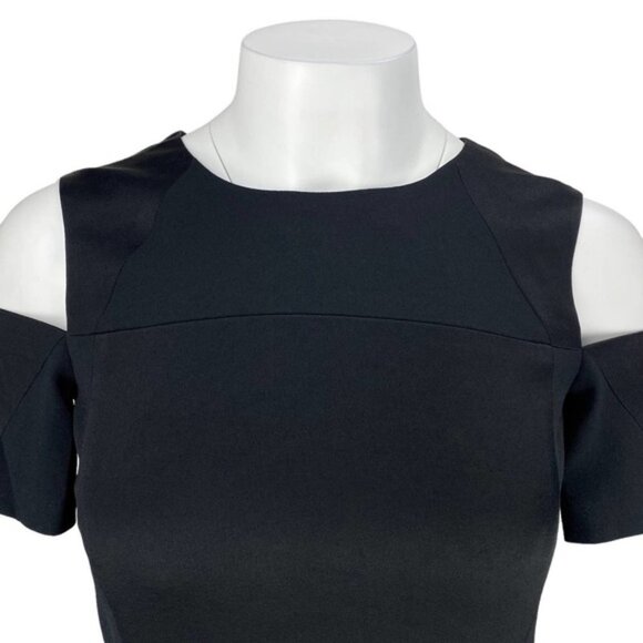DKNY Cold Shoulder Black Sheath Dress Sz 2 Rear Zip - Picture 2 of 4